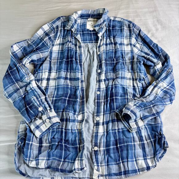 Bundle of Fall Flannels Womens Small Black White Blue Button Downs - Picture 11 of 13